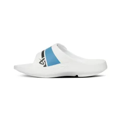 Online Tofflor OOFOS Slide Sport Flex White/Blue Badtofflor Bauer