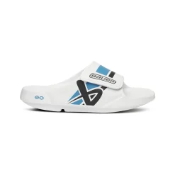 Online Tofflor OOFOS Slide Sport Flex White/Blue Badtofflor Bauer