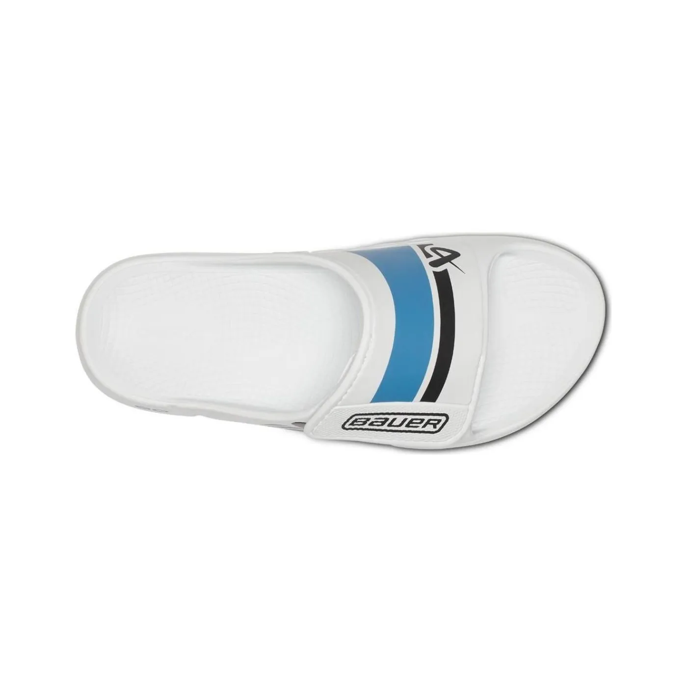 Online Tofflor OOFOS Slide Sport Flex White/Blue Badtofflor Bauer