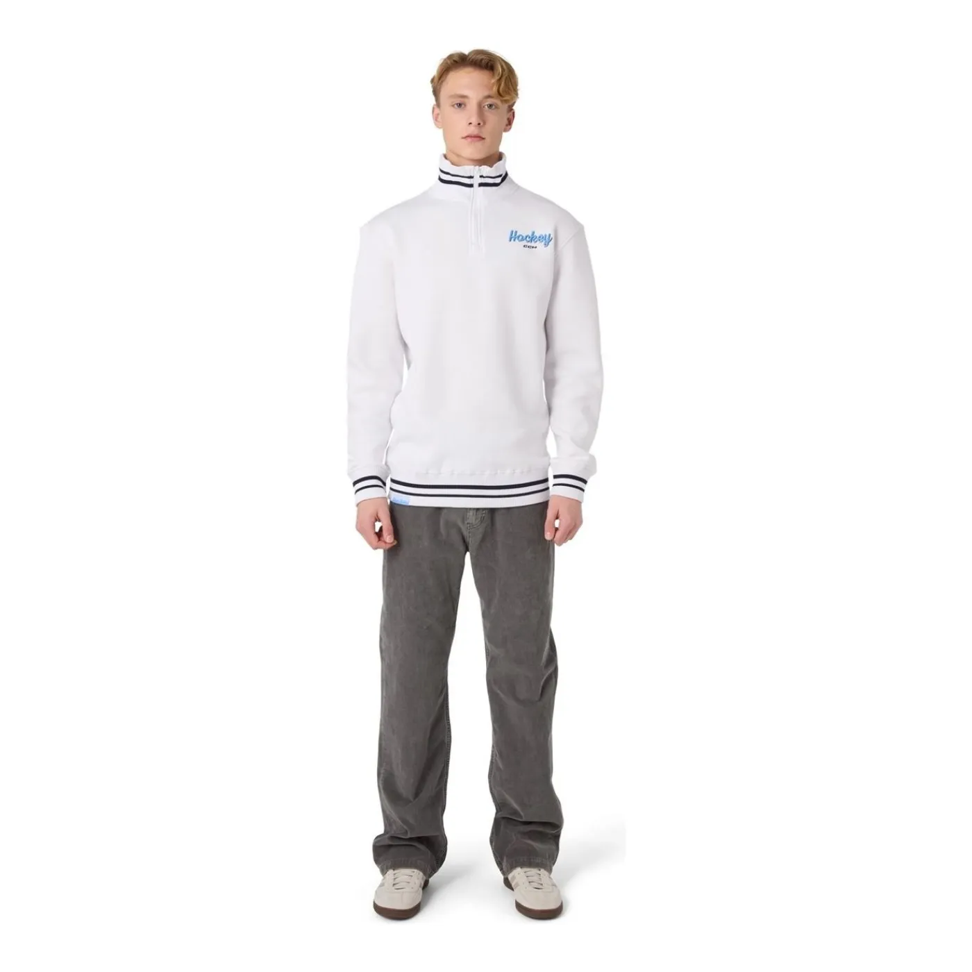 Sale Tröja Stripe Quarter Zip Sr White Tröjor Senior