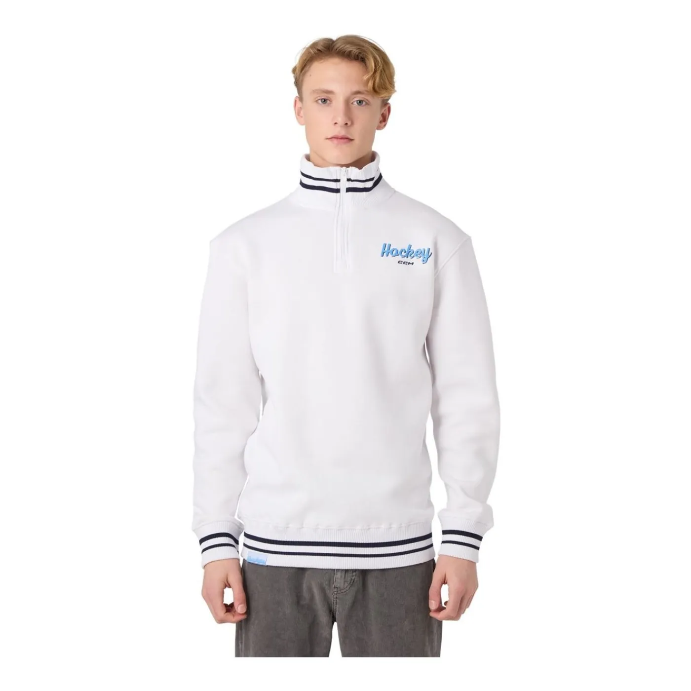 Sale Tröja Stripe Quarter Zip Sr White Tröjor Senior