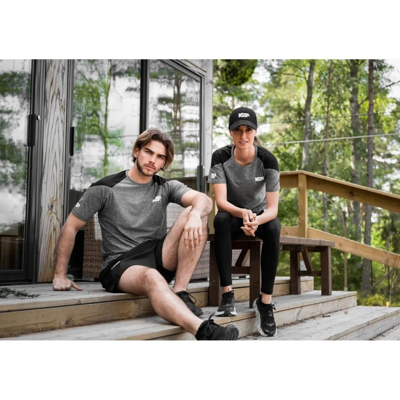 Clearance T-shirt Funktion Jr Grey/Black Kosa