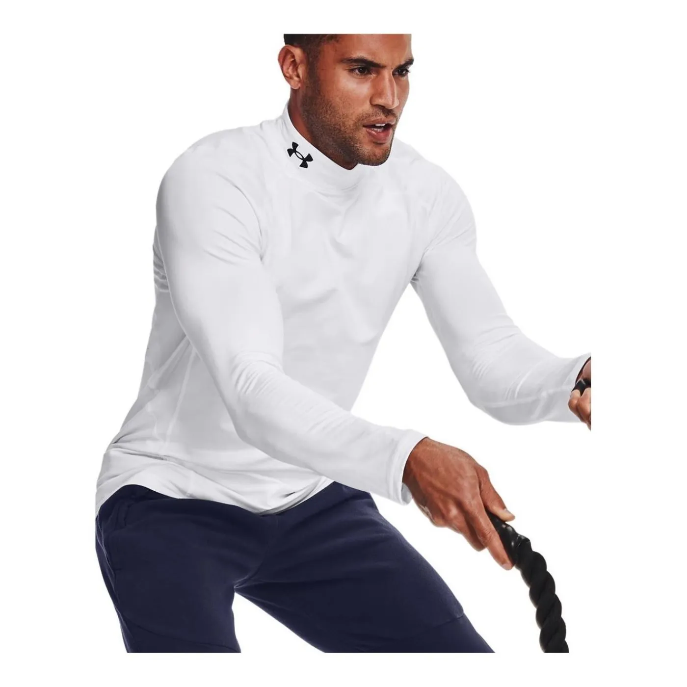 Outlet Tröja Mock ColdGear Fitted White Tröjor Senior|Under Armour